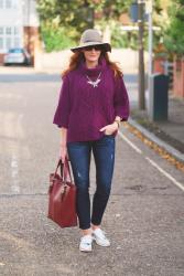 Autumnal Seventies Style | Oversized Sweater and Floppy Hat