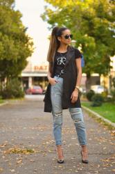 Ripped jeans & black stiletto heels