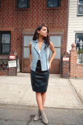 Faux Leather and Denim