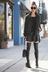 Black Leather Jacket and Over-the-Knee-Boots