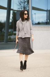 Gray Gray: Wool Sweater & Wool Skirt