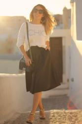 MIDI SKIRT IN SANTORINI