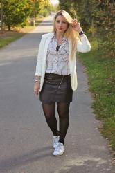 Simili cuir, dentelle et carreaux