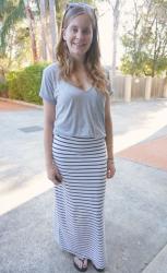 Grey Tees, Striped Maxi Skirts Outfits, ASOS Sale Code