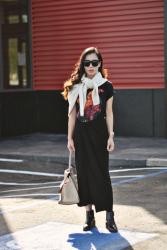 Asymmetrical Scarf and Pointed Toe Boots