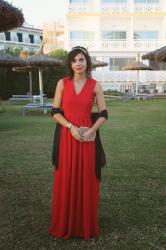 Red maxi dress for a special wedding