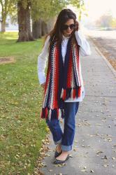 Chunky Scarf & Madewell Polka Dot Skimmers