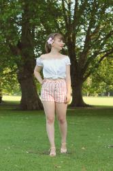 Outfit: candy-stripe shorts - very brave or very stupid...