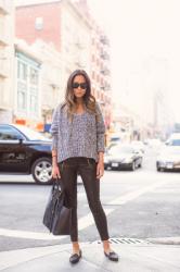 Oversized Sweater with Leather Pants and Pointy Flats