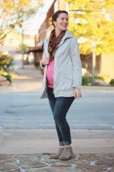 Maternity Style: Pink Sweater, Gray Jacket 
