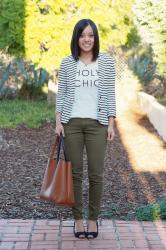 Graphic Tee and Striped Blazer