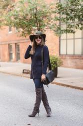 Casual Weekend Outfit | Ultra Skinny Jeans + Over the Knee Boots