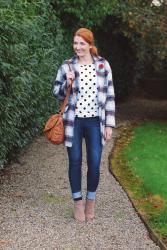 Checked Coat and Polka Dots | Easy Weekend Wear