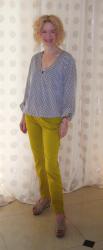 What I Wore: Lime Jeans and Dots