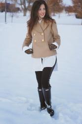 J.Crew Peacoat Popover & Hunter Boots