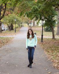 Chunky Sweater and Layered Necklaces