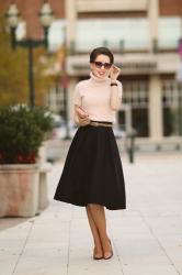 Ladylike | Fuzzy Sweater & Full Midi Skirt