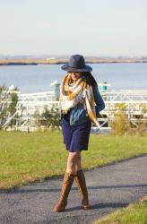 Lookbook: Fall Layering, Oversized Blanket Scarf & Tall Lace Up Boots