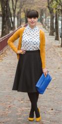 Mustard and blue dots
