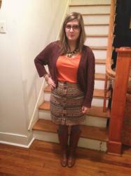 Perfect Thanksgiving Skirt & new glasses!