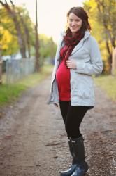 Maternity Style: Red, Black & Rain