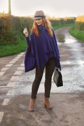 A Cashmere Poncho With Brocade Jeans, Leopard Print and Suede
