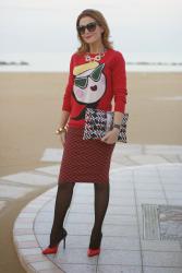 Moschino sweater and pencil skirt