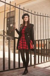 CAPE COAT AND TARTAN DRESS