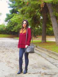 L:Leggings with Burgundy