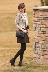 Boucle Jacket and Black Skirt