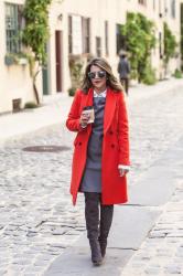 What to Wear to Work | Grey + Orange Coat
