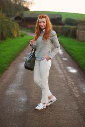 Preppy Style | Fair Isle Sweater With White Trousers and Brogues