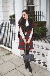 Feeling Festive; Tartan Cape, Pussybow Blouse, Pointed Loafers