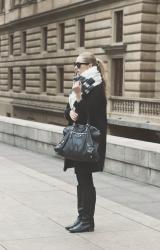 black oversized coat