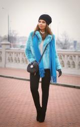 BLUE FUR COAT