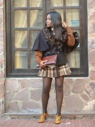 BROWN PLAID SKIRT