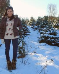 {outfit} Festive Llama Sweater & Christmas Tree Farm