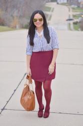 The burgundy skirt