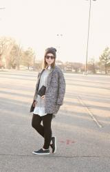 New Tweed Coat & Quilted Sneakers