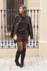 Over the knee boots and tartan shorts