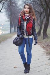 RED PLAID SCARF