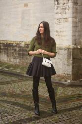 Cropped Sweater, Neoprene Skater Skirt