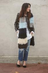 L.A.M.B Leather & J.Crew Mongolian Fur Scarf