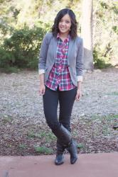 Grey Blazer and Red Plaid