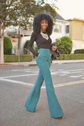 Long Sleeve Crop Top + Wide Leg Trousers