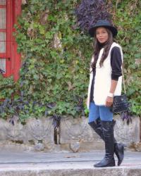 FUR VEST AND KNEE BOOTS