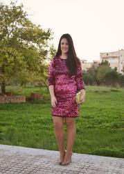 Raspberry sequined dress