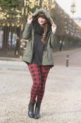 OUTFIT: Olive & Red - Parka & Floral Leggings