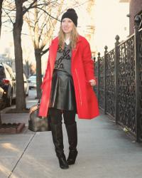 Veiled Beanie &Red Coat 