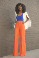 Cape Blazer + Bodysuit + Hight Waist Trousers